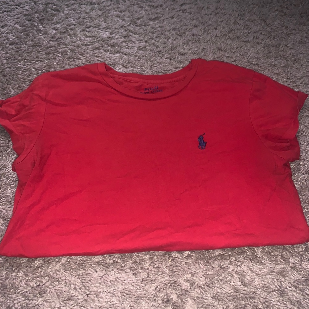Red polo shirt